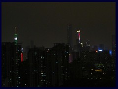 Guangzhou night skyline from our hotel room at the Yutong Hotel, from the left: Canton Tower, Chow Tai Fook Centre, IFC.